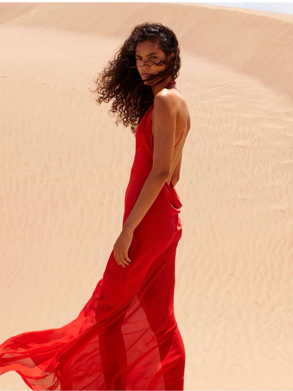 Rat & Boa Red Satin V-Neck Maxi Dress - Picture 5 of 7
